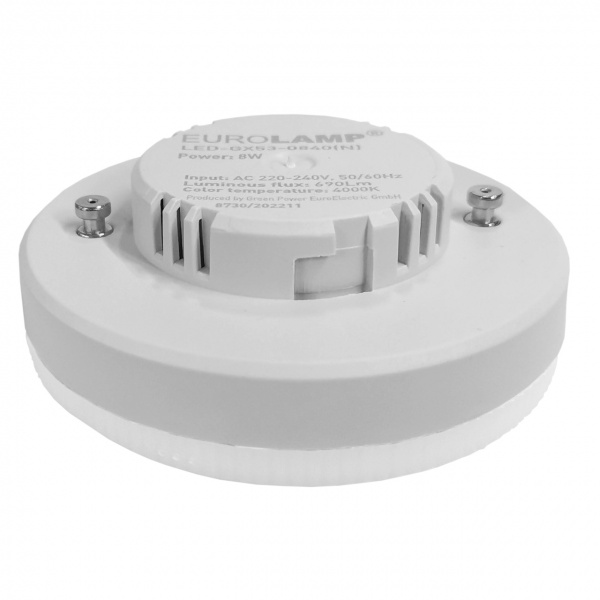 Лампа светодиодная Eurolamp 8 Вт матовая G53 220 В 4000 К LED-GX53-0840(N) 
