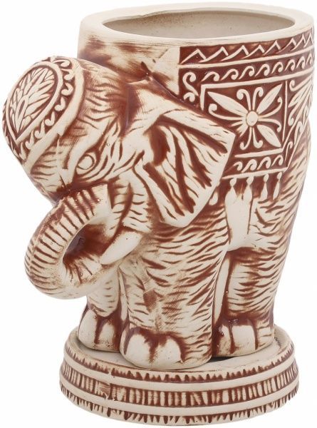Кашпо керамическое Слон С круглый 12,7л бежевый с коричневым 