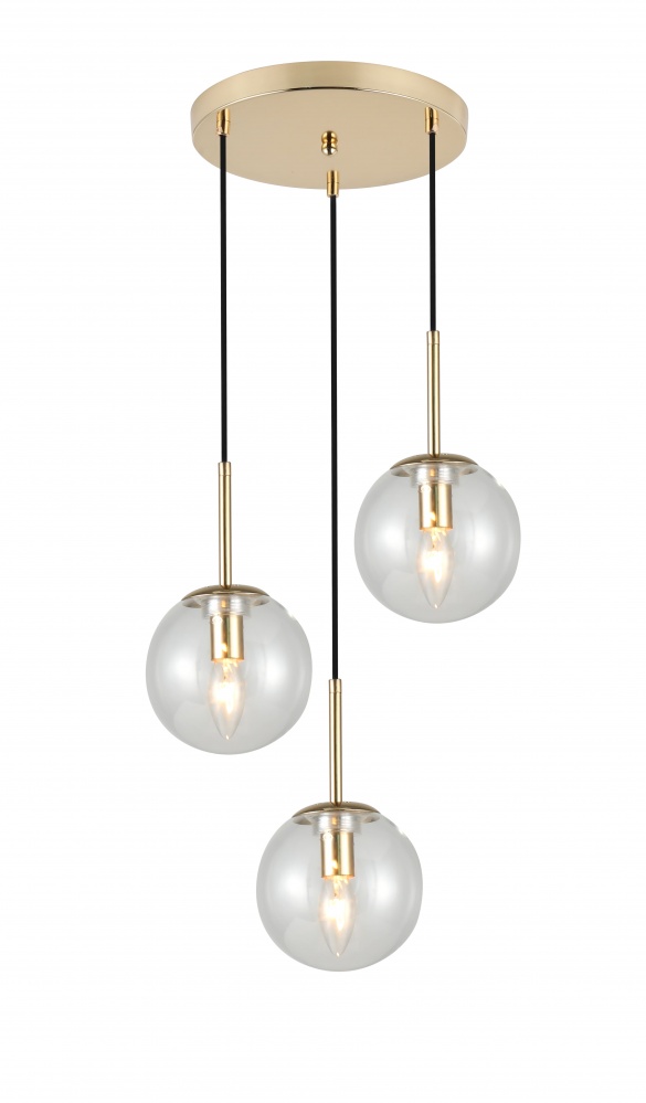 Підвіс Sensio Anje 3x40 Вт E14 золото/прозорий LS-74657/3PG-E1440W