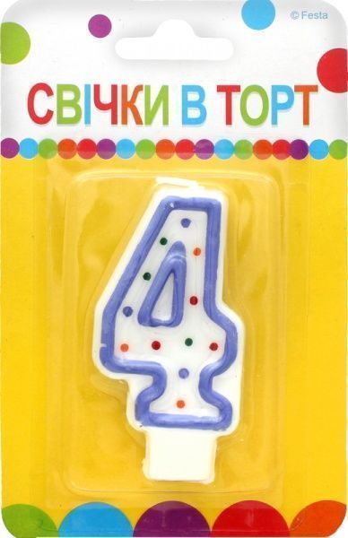 Свічки для торта цифра 4 (7 см) Ві та Ві 1 шт. 