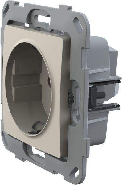 Розетка с заземлением Plank Electrotechnic Classic/Nordic со шторками слоновая кость PLK0521131