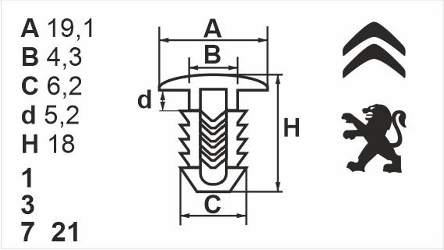 Клипса нажимная наружная (обшивка) Romix (10147)