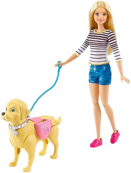 Кукла Barbie Прогулка с щенком DWJ68