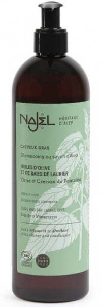 Шампунь органический Najel на основе алеппского мыла 2-в-1 для жирных волос 500 мл