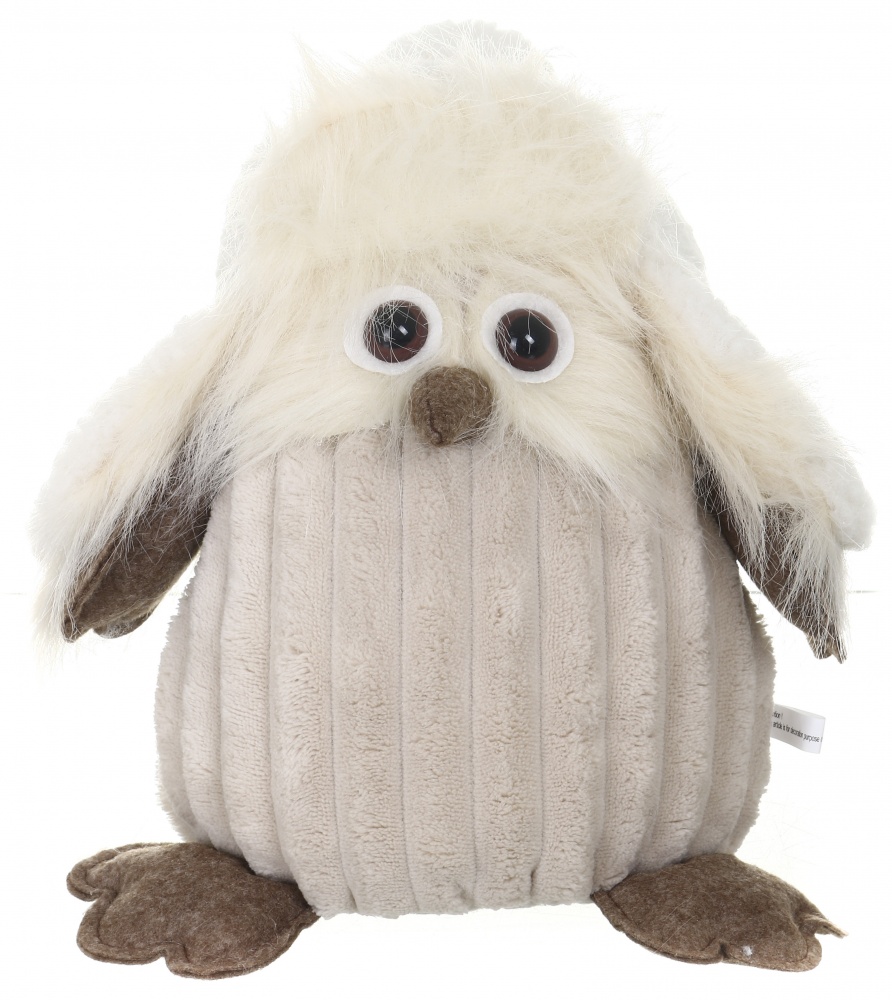 Декорация новогодняя сова в шапке-ушанке бежевая 26 см LF2233059