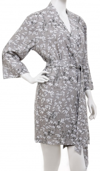 Халат женский SUMMER принт цветочная ветвь р. M серый