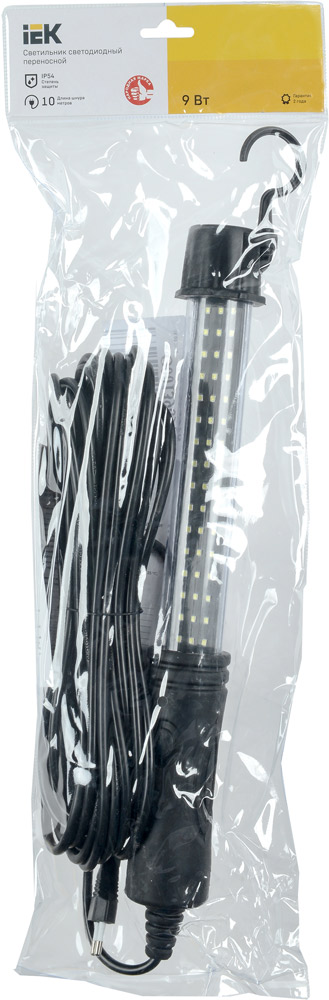 Світильник переносний IEK ДРО 2061 IP54 шнур 10 м LED 9 Вт чорний