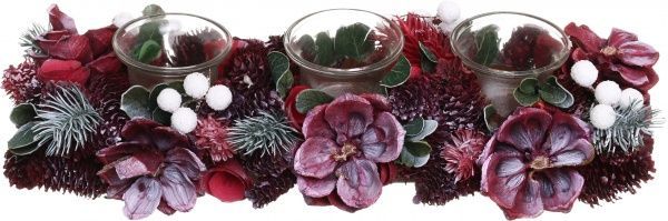 Вінок-свічник з шишками і сухоцвітами на 3 свічки 37х13х7,5 см 