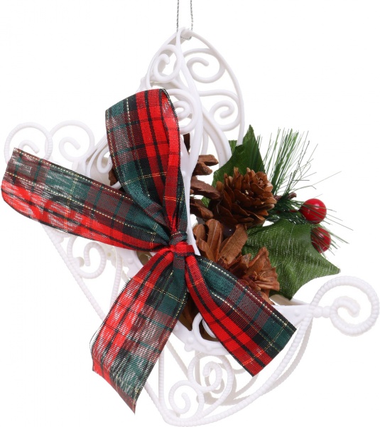 Декоративная подвеска Санки с декором 13x8,5x4,5 см белый LD21003