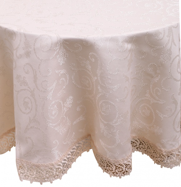 Скатерть с гипюром KDK 140x180 см бежевый Karna 