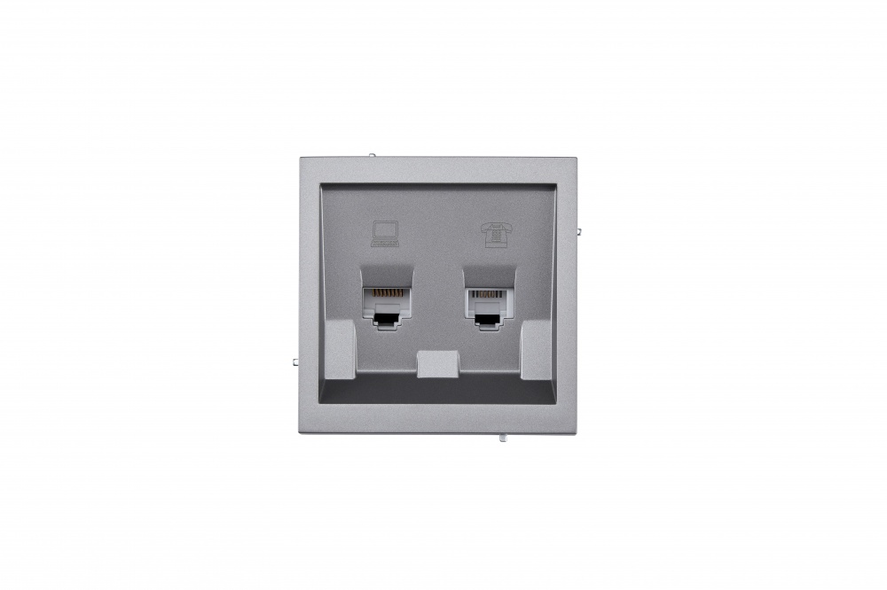 Механізм розетки комп'ютерна + телефонна HausMark Juna IP20 сірий 7041-3588-143