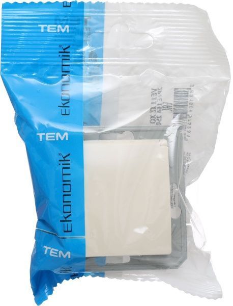 Розетка TEM Ekonomik 16 A 250 В з кришкою слонова кістка VE11IIXO-U