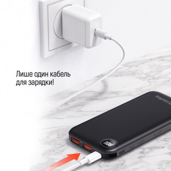 Внешний аккумулятор (Powerbank) ColorWay LCD USB QC3.0 + USB-C PD 22.5W 10000 mAh black (CW-PB100LPI3BK-PDD) 