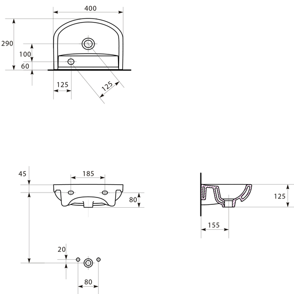 Умывальник Cersanit Arteco 40 R
