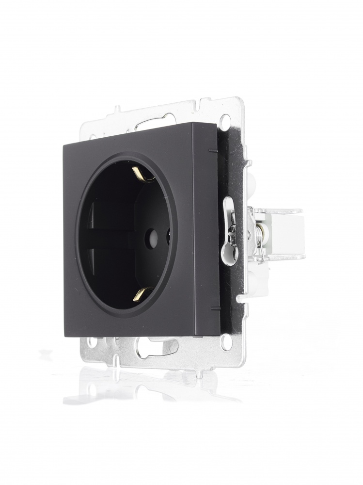 Механізм розетки 1 із заземленням Lezard Vesna IP20 антрацит 742-4288-124B