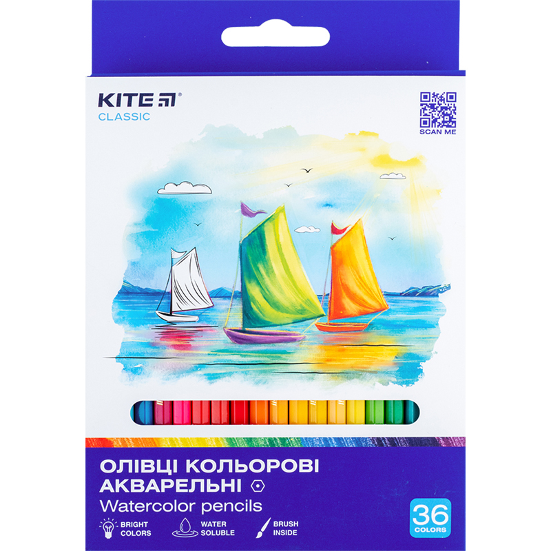 Карандаши цветные акварельные 36 шт. Classic K-1052 KITE