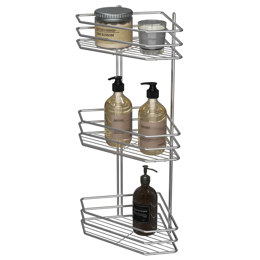 Полка для ванной Метал-Стиль угловая 25 см 3-ярусная хром ПВ-25332