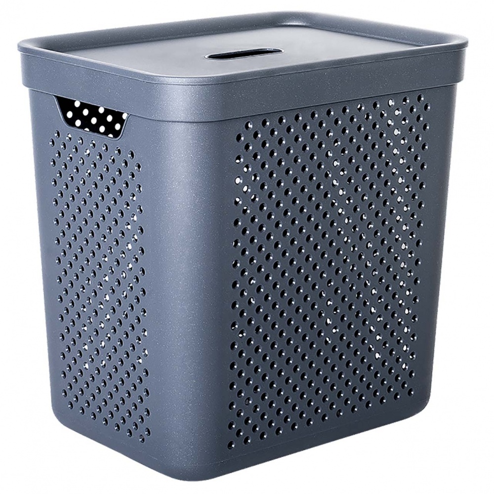 Корзина для белья Алеана Simple с органайзером 35 л гранит