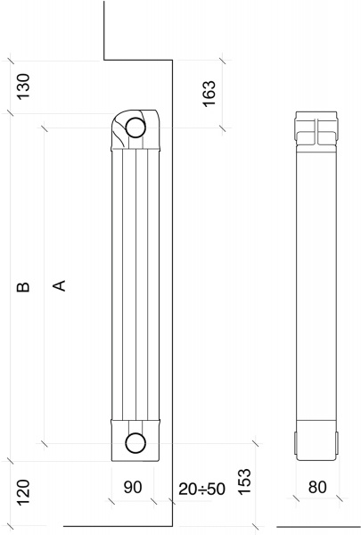 Радіатор алюмінієвий Nova Florida 3-секційний Maior S90 1600 мм