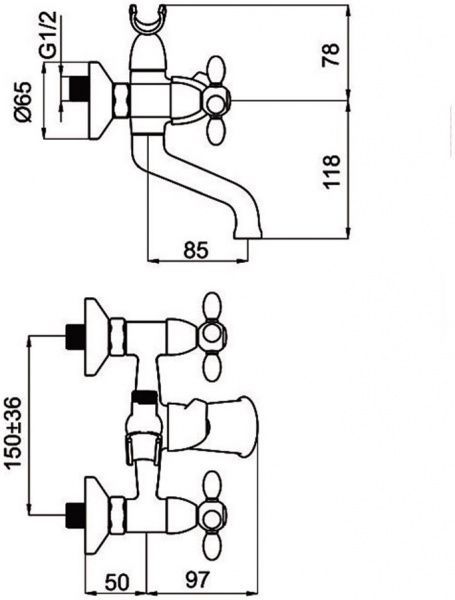 Смеситель для ванны Rubineta Toscana M10S06