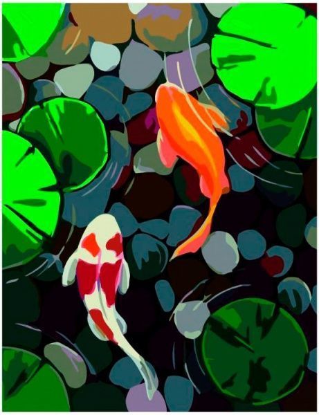 Картина по номерам акриловая живопись по номерам Рыбки в пруду Rosa Start 