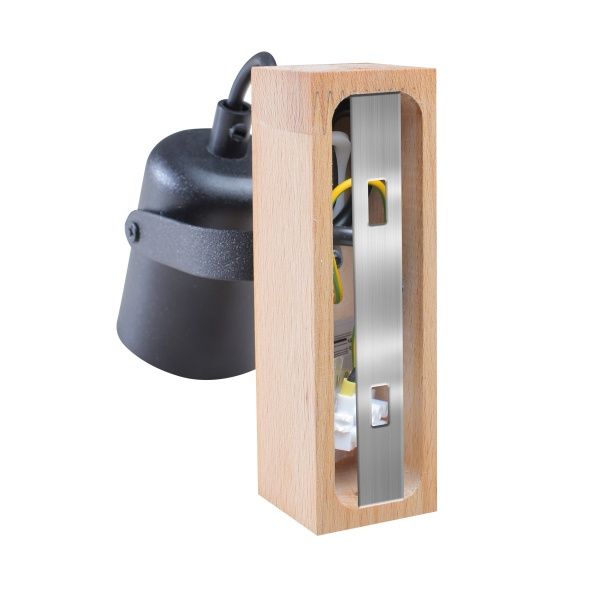 Спот Светкомплект 1314 1x40 Вт E27 чорний/дерево 