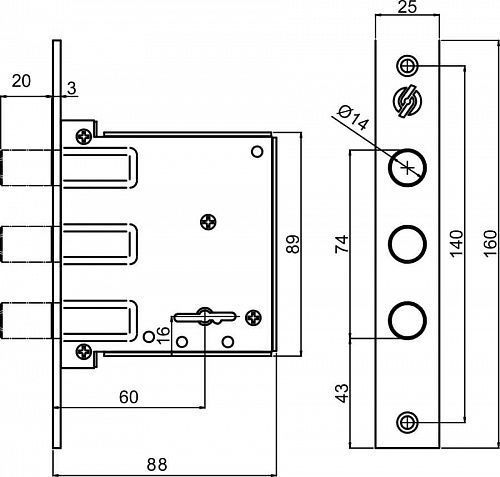 Дверний замок вхідний Securemme 2029XAI60XXA65UA хром