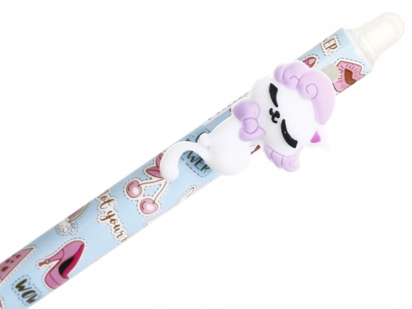 Ручка гелева напиши-зітри миле кошеня фіолетова 