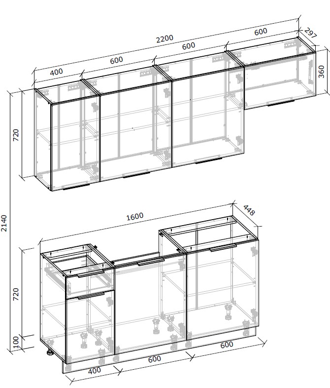 Кухня Грейд Кальяри ДСП / МДФ 2,2мдуб кремона торро/оксид белый/дуб кремона торро