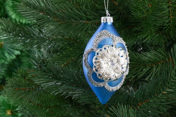 Елочная игрушка Сосулька с цветком 13,5 см 