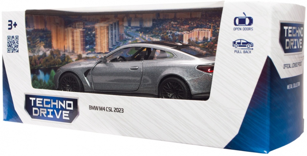 Автомодель TechnoDrive 1:43 BMW M4 CSL 2023 сірий 250436U