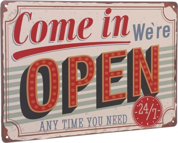 Табличка сувенирная Open 20х30 см