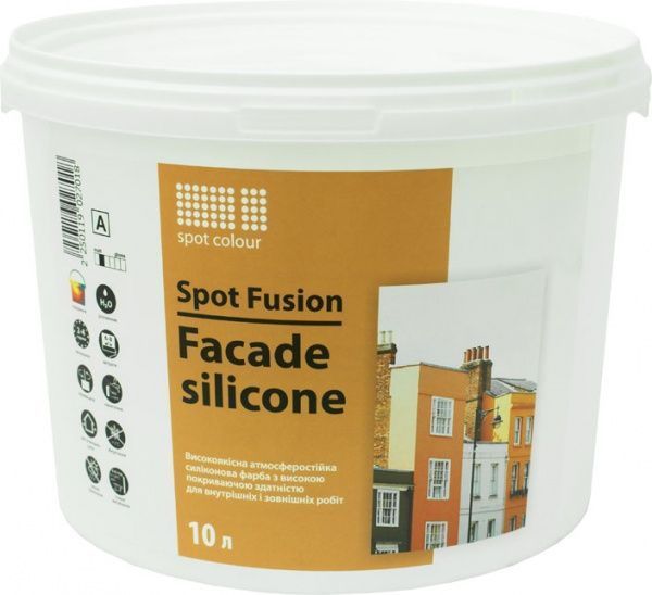 Фарба силіконова водоемульсійна Spot Colour Fusion Facade Silicone мат білий 10л 