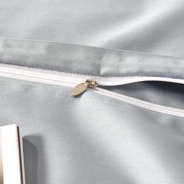 Комплект постільної білизни Solid сімейний сіро-блакитний La Nuit 