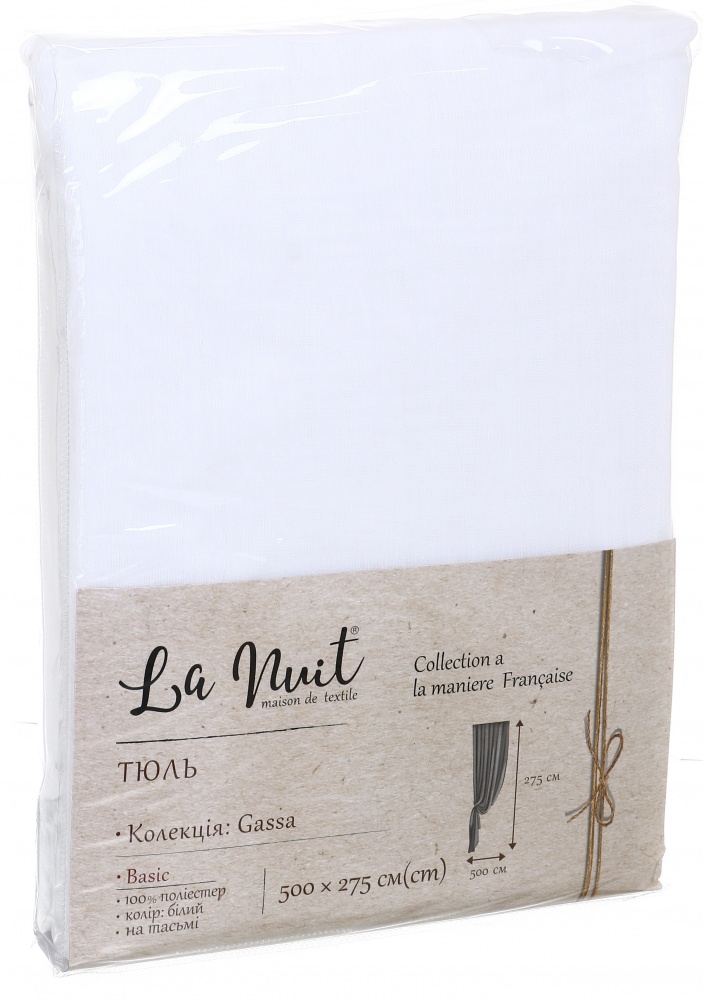 Тюль Gassa 500х275 см белая La Nuit