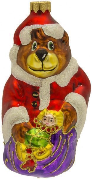 Елочная игрушка Медведь с мешком 5.5 см  