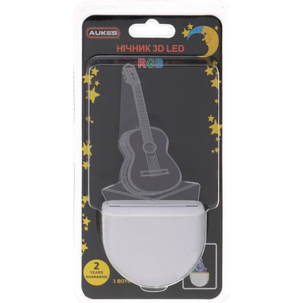 Ночник Aukes Гитара 3D LED RGB 0.5 Вт белый 