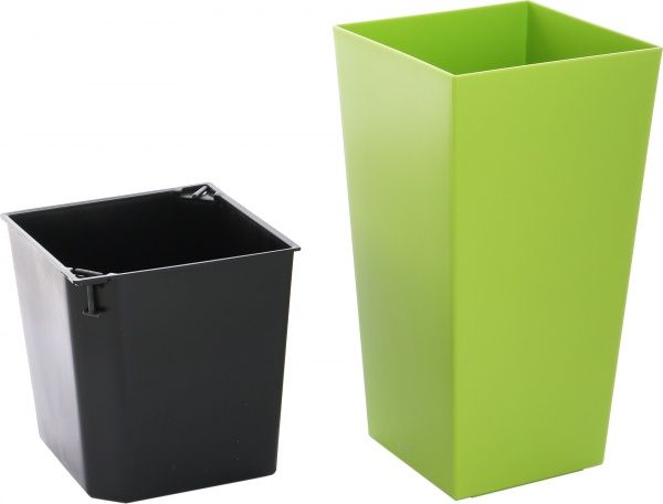 Горшок пластиковый Plastkon ELISE матовый квадратный 28,8л салатовый 