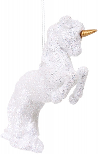 Подвеска Единорог 2 6х12х3 см бриллиантовая присыпка серебряный