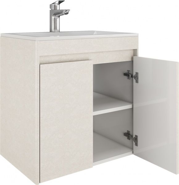 Тумба подвесная Water House Preference N1 60 МДФ цемент миндаль под умыв.Como 60