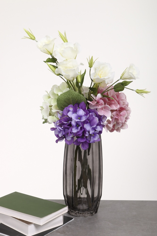 Ваза стеклянная Valley 28 см серая прозрачная JY-23DFX703A