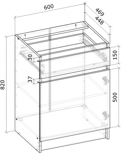 Тумба нижня з однією шухлядою МС Сніжана 60х82х46,9 см, білий Грейд