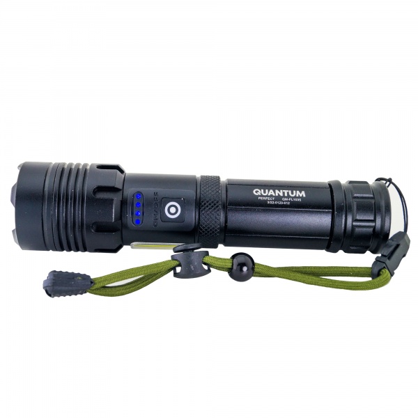 Ліхтар Quantum QM-FL1035 Perfect 5WLED zoom +3WCOB з функцією Power Bank Li-ion18650/2600mAh bох чорний