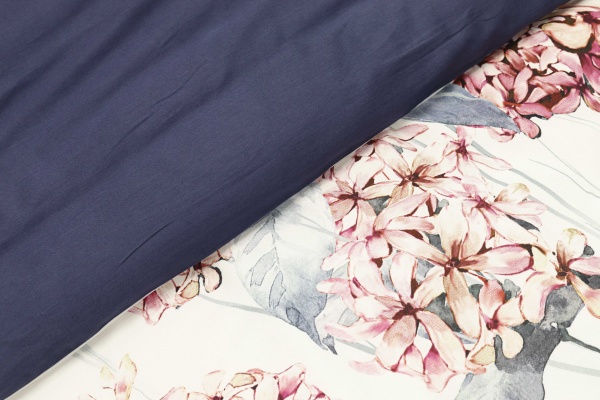 Комплект постільної білизни Hortensia Blue 2 білий із синім La Nuit 