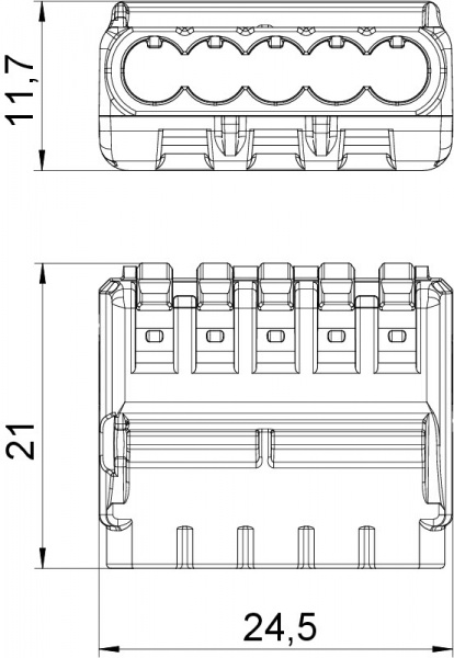 Клемма быстрого монтажа на 5 проводников с рычагами OBO Bettermann 10 шт. белый 2054458 