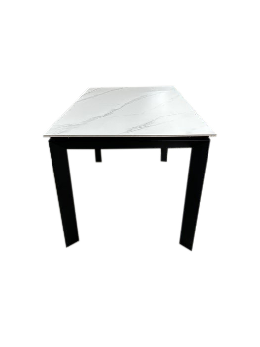 Стол обеденный Prestol Ларс 1400(2000)x800x750мм белый матовый/черный