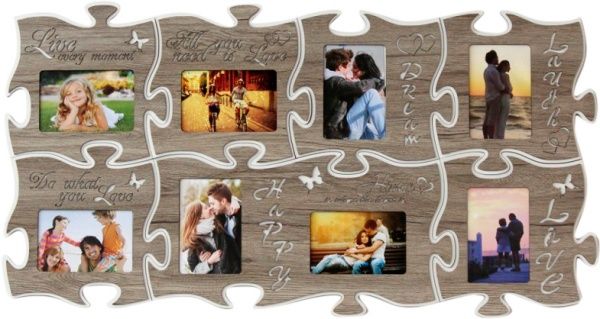 Рамка для фото пазл 25х46 070C ДВП светлое дерево 10x15 см серый 