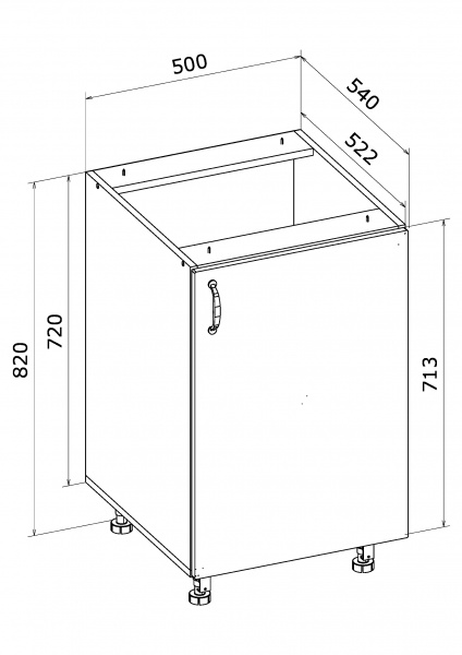 Тумба нижняя МС Мэри Н 50х82х54 см дуб платиновый/белый Грейд