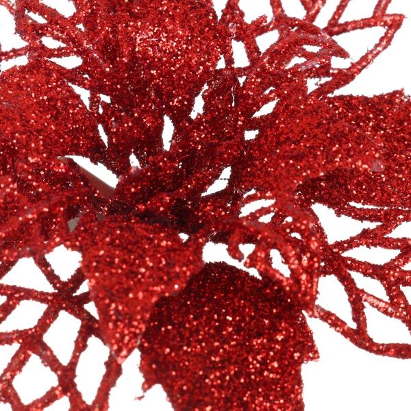 Декорація новорічна Shunda Пуансетія в наборі 3 шт. червона