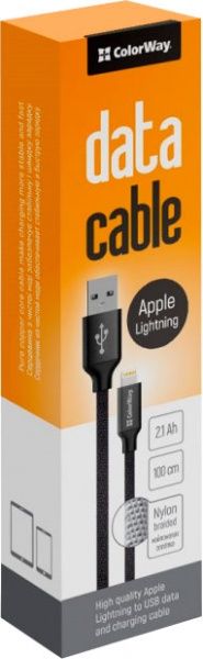 Кабель ColorWay USB - Apple Lightning 2.1А 1 м чорний 